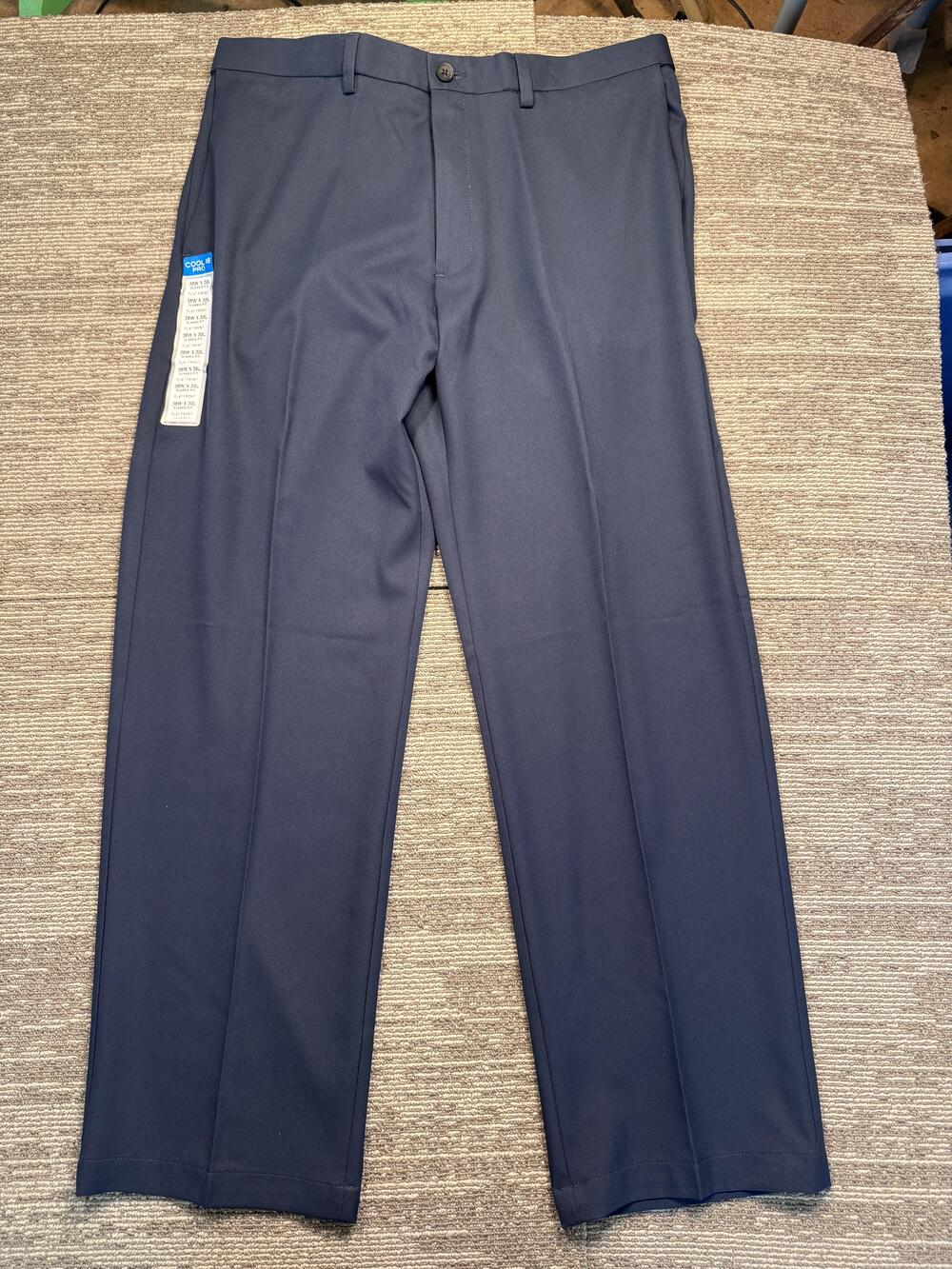 Haggar Cool 18 Pro Gabardine Dress Pants Mens 38x30 Blue Classic Fit Flat Front